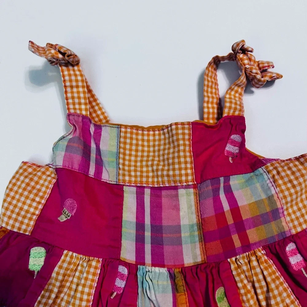 Vintage Gymboree Toddler Girls Sundress Dress Size 2T Plaid Ice Cream